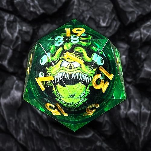 Miniatura 10 de HAOMEJA D&D - Juego de dados de resina de ojo de dragón DND, 7 piezas de dados de resina de borde afilado con bolsa de ojo de dragón, dados