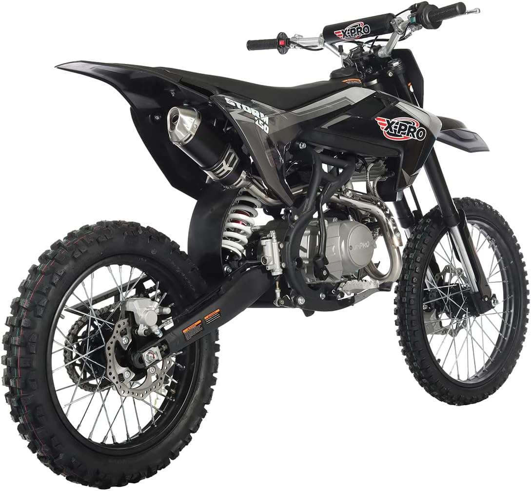 X-PRO Storm 150 Dirt Bike with 4-Speed Manual Transmission, Electric/Kick Start, Big 19"/16" Tires!