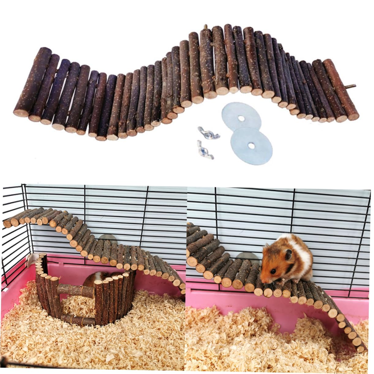 INOOMP 2stücke Kletterleiter Aus Holz Für Kleintiere Hängende Brücke Und Spielzeug Für Hamster Mäuse Und Andere Nager Zum Spielen Und Kauen