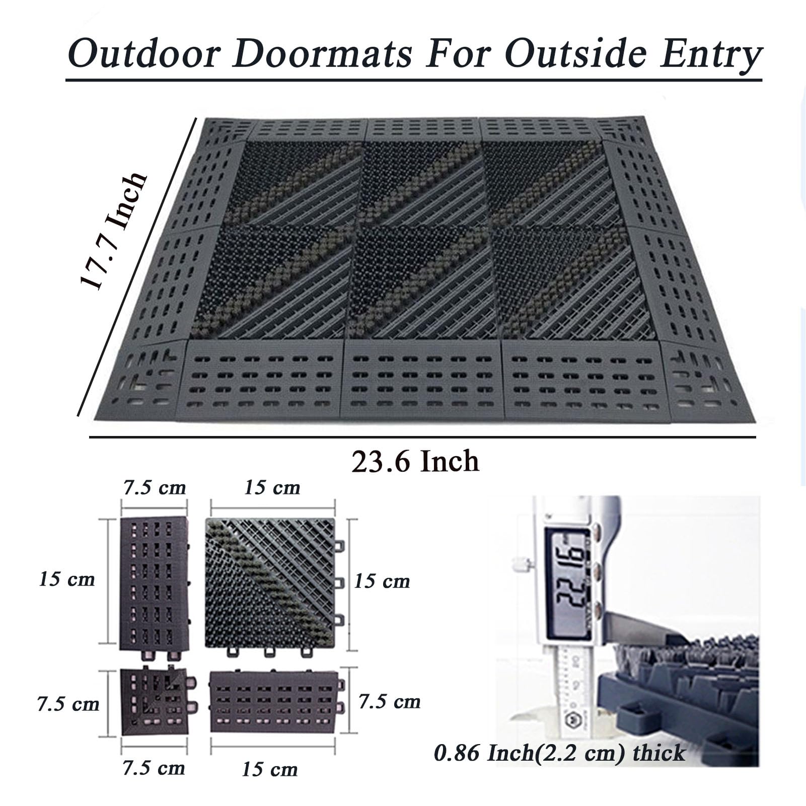 Paillasson d'extérieur antidérapant et imperméable pour entrée de maison et terrasse, 60 x 120 cm, design élégant bleu résistant aux intempéries