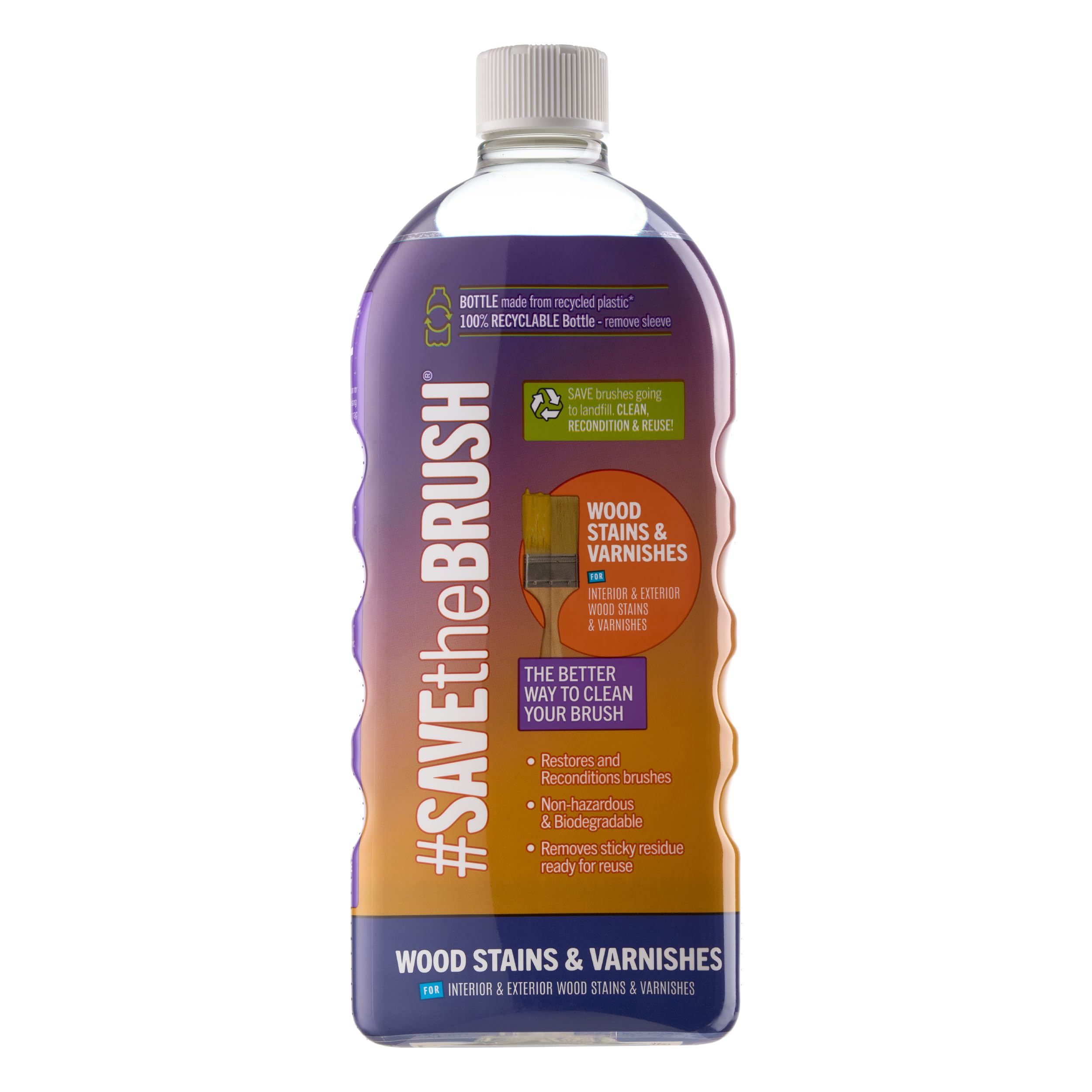 Bartoline Save the Brush Wood Stains & Varnish 1L – Eco-Friendly White Spirit Alternative – Cleans Brushes Used with Varnish & Stain