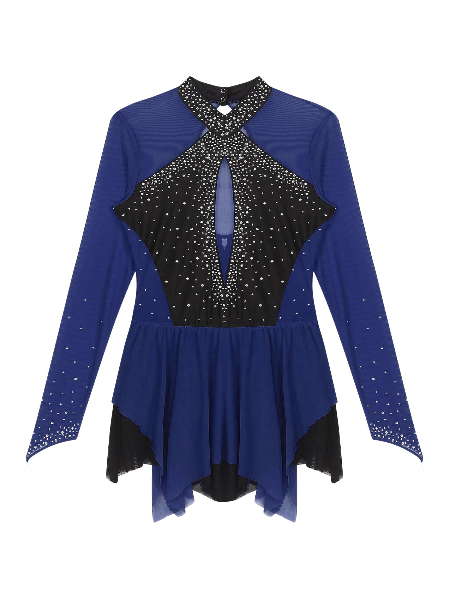Resplandecer Patinaje Artístico Vestido Señoras Manga Larga Vestido De Estilo Libre Diamantes De Imitación Patinaje sobre Ruedas Leotardo Traje
