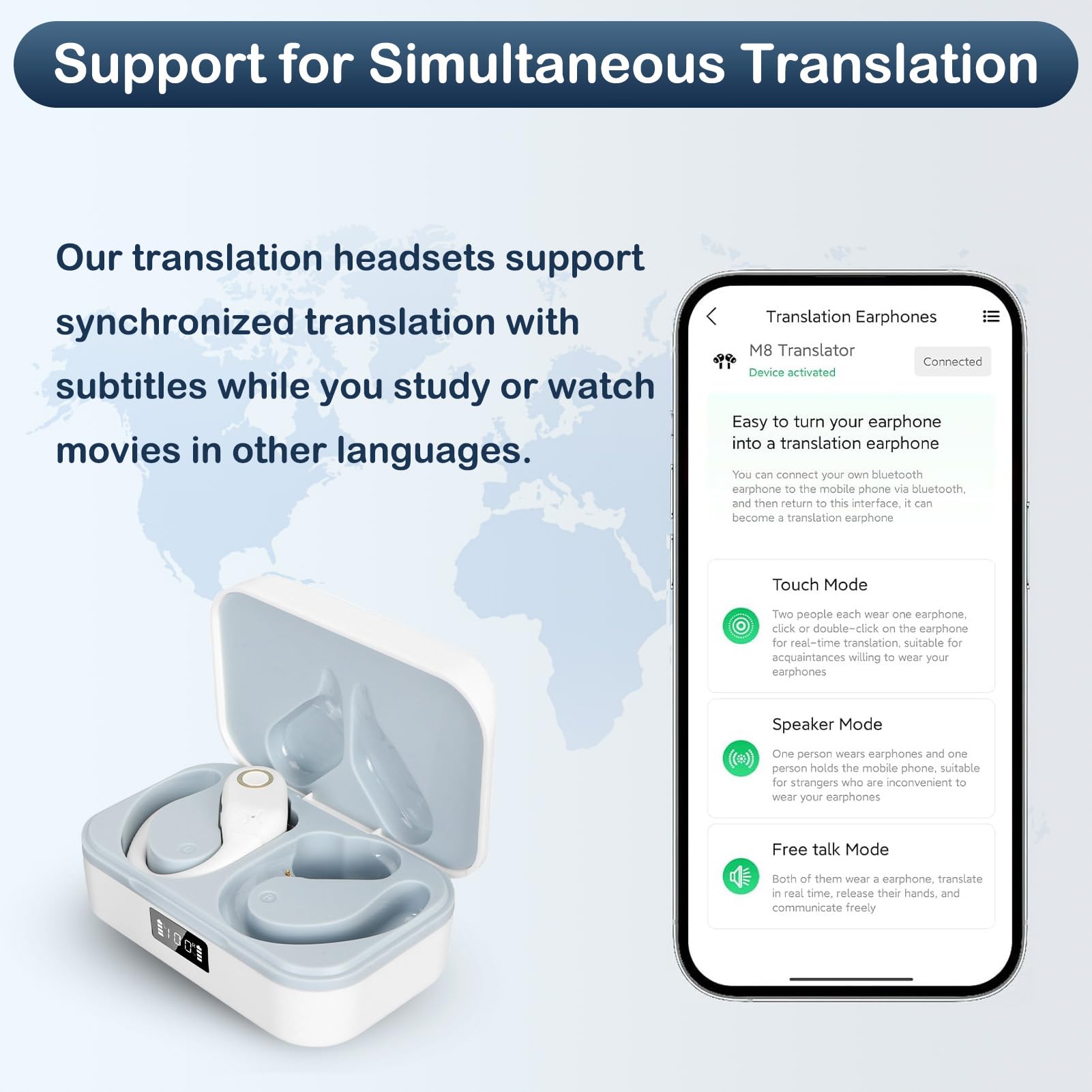 Cuffie Traduzione Simultanea - Supporto 144 Lingue, Bluetooth 5.3, App, Perfette Per Viaggi E Business