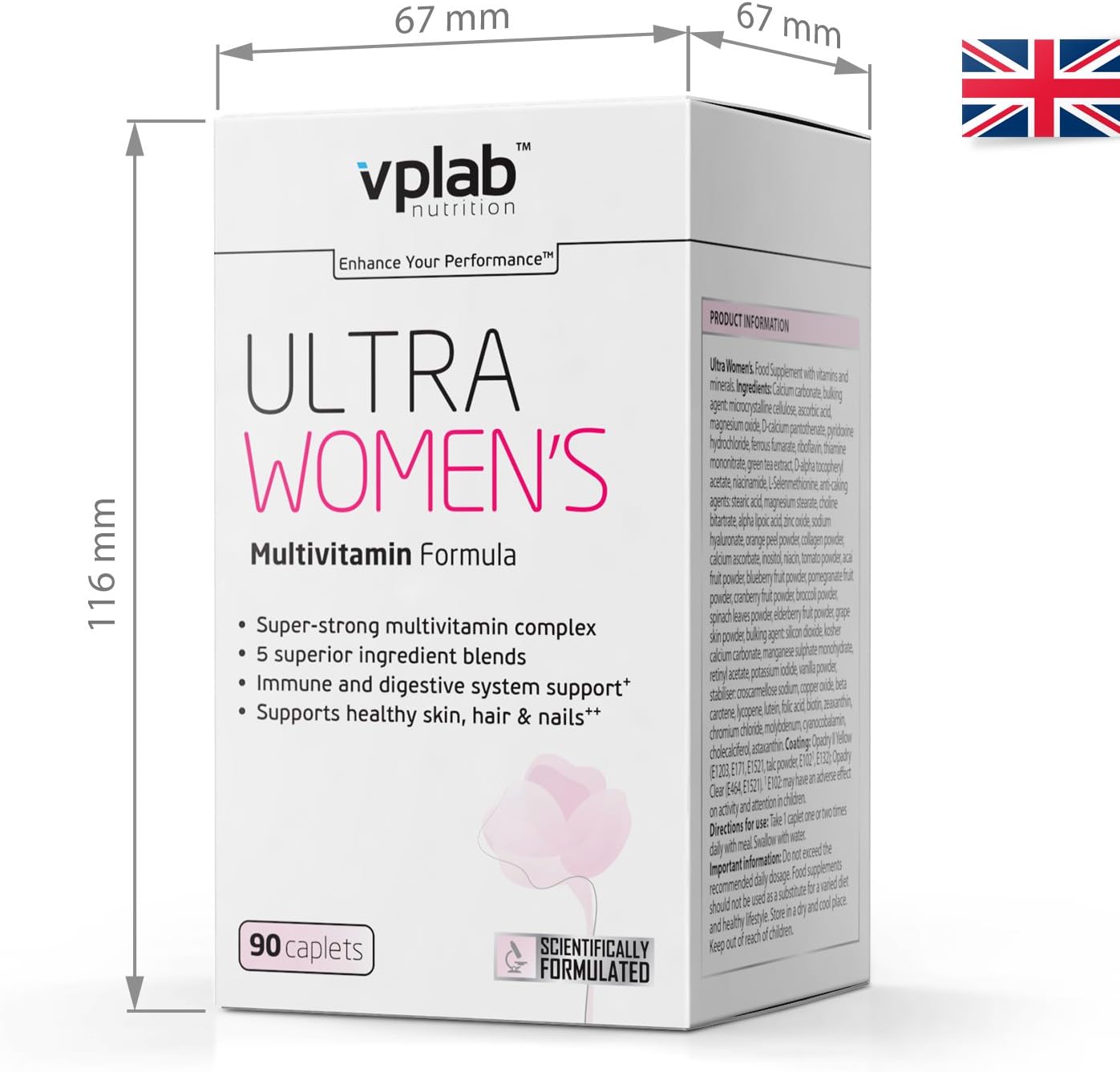 VP Lab Nutrition Women's Ultra Multivitamin Formula Capsules (90 Caps), Multicolour, One Size