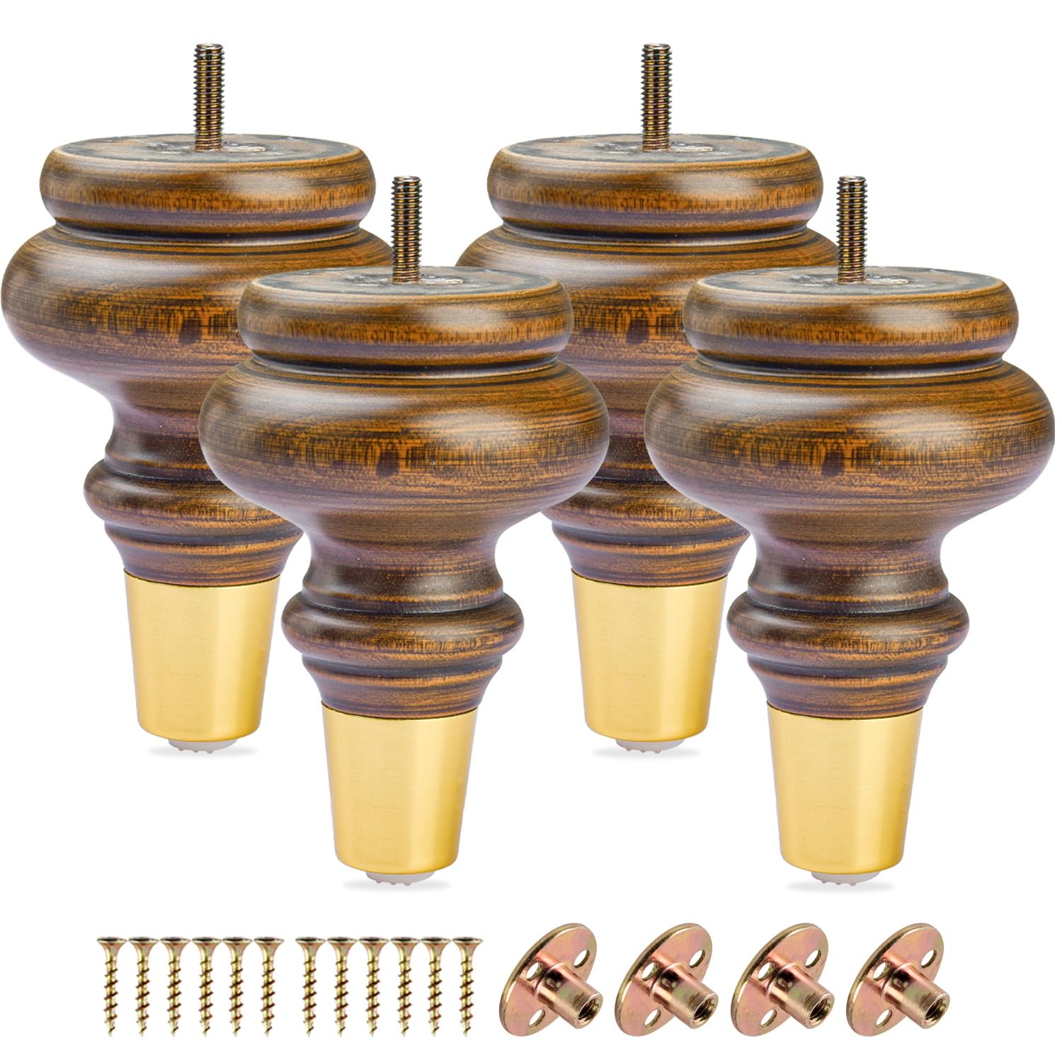 Btowin 5.2 Inch / 13cm Solid Wood Furniture Legs