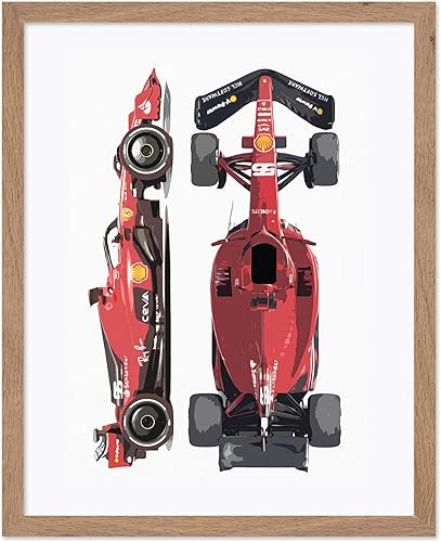 Poster Master Póster de ilustración vintage, impresión deportiva retro, coche de carreras, Leclerc, Sainz, coches, conductor, ventilador, regalo