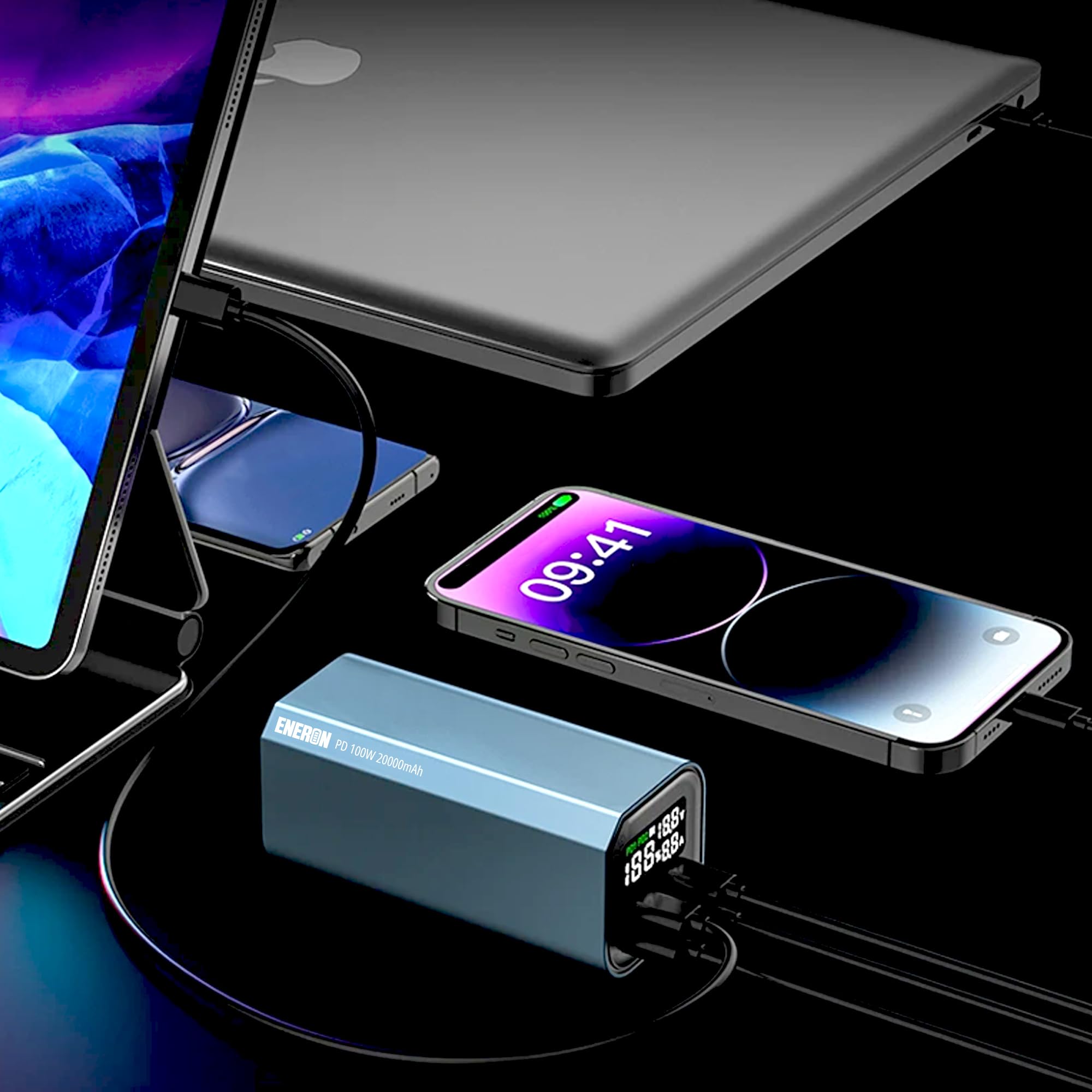 Powerbank ENERON 100 W 20 000 mAh szybka ładowarka 2 x USB-C / 2 x USB-A akumulator przenośny