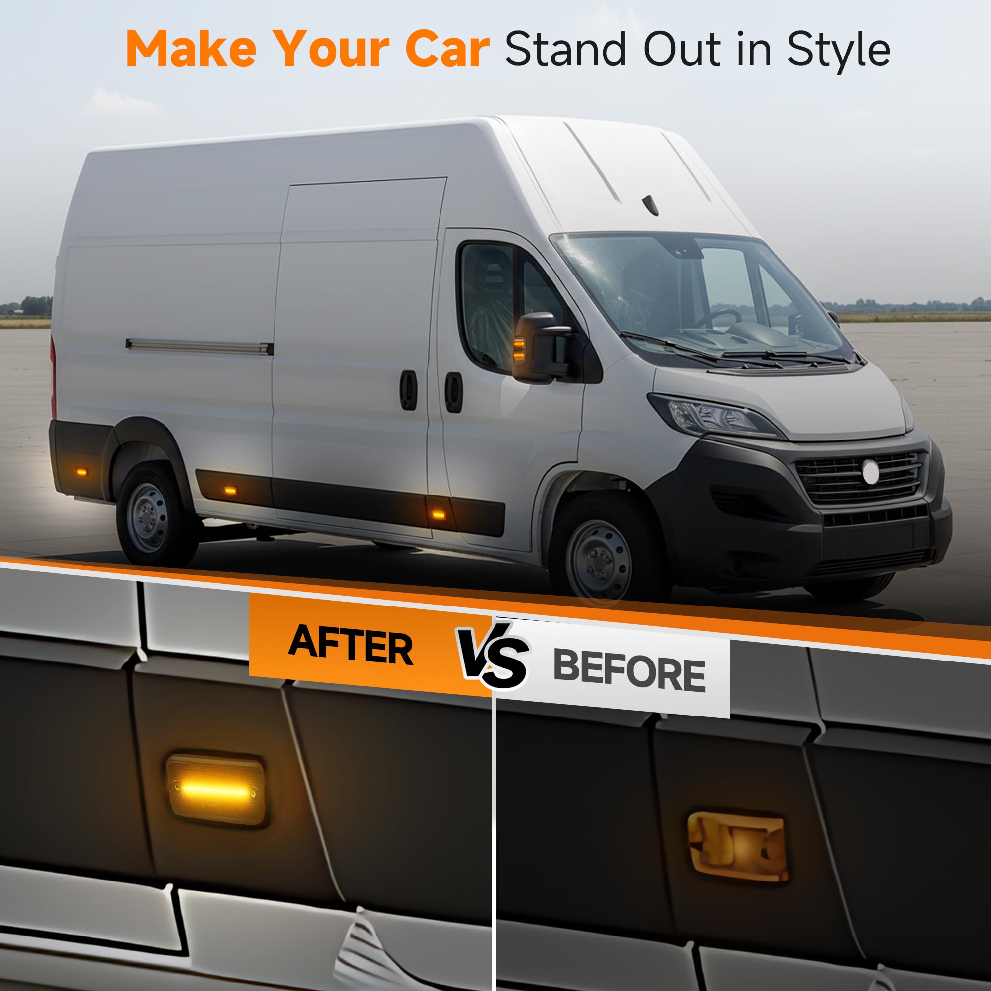 LED Seitenblinker für Fia.t Ducato III Peug.eot Boxer Citr.oen Jumper Iv.eco Daily 2006-2025, 6 Stück Seitenmarker mit Bernsteinfarben Lichter CAN-Bus Fehlerfrei Plug & Play ducato led blinker