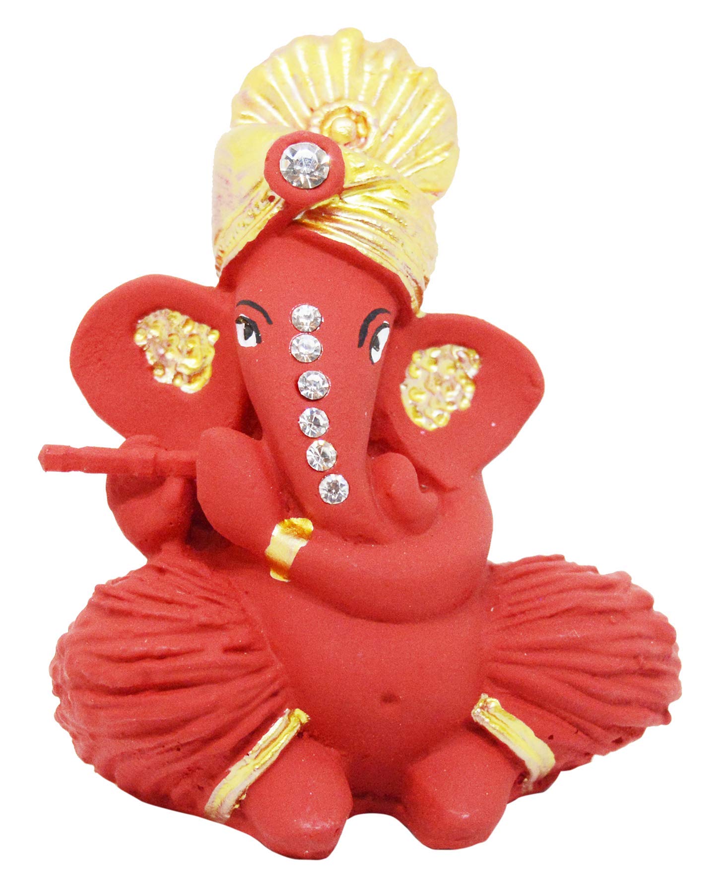 Saubhagya Global Advait God Ganesh Idol-8cm / Murti/Statue Decorative Showpiece Gift Item-Red (Red)