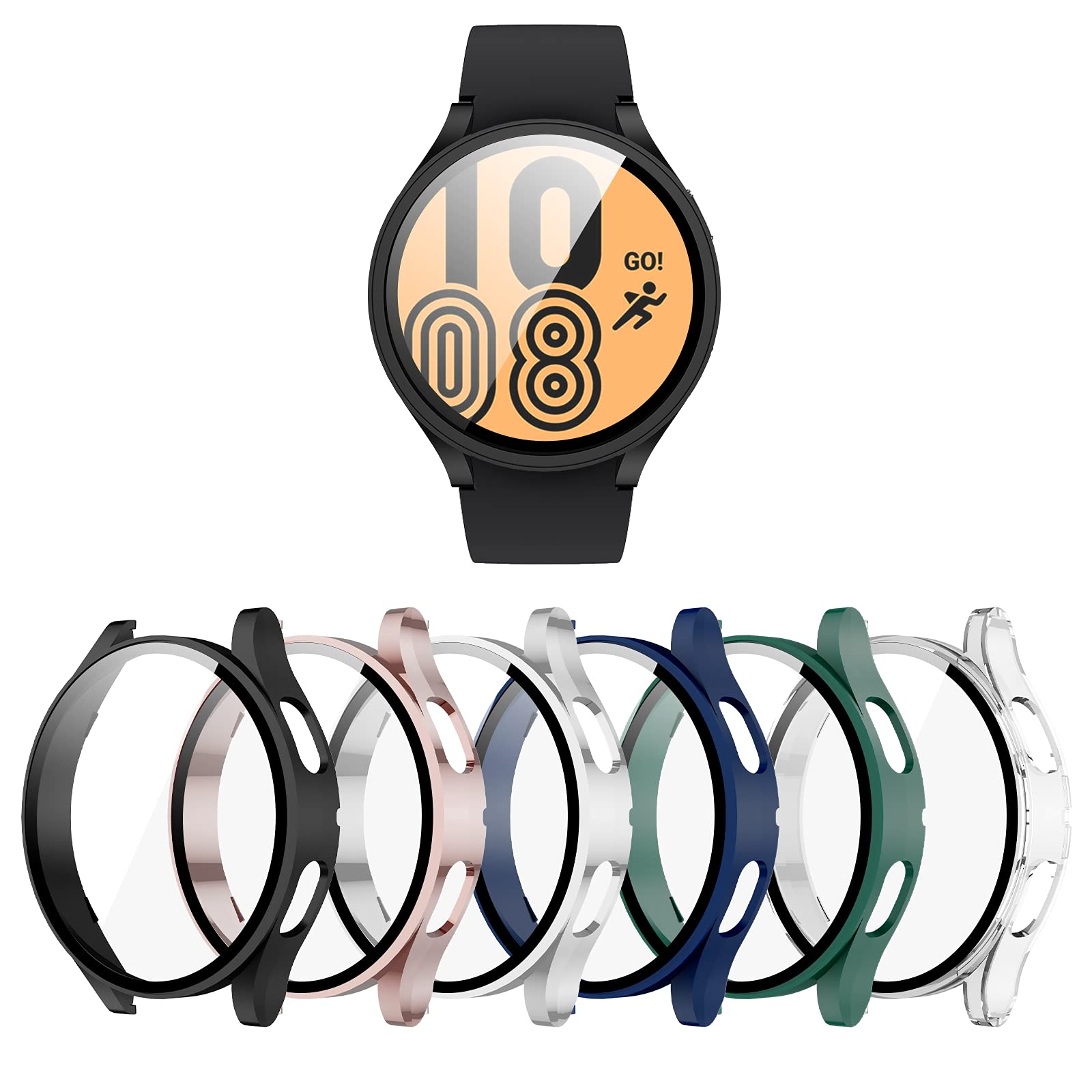 Haojavo 6 Pack Case for Galaxy Watch 4 40mm with Tempered Glass Screen Protector,Full Hard PC Ultra-Thin Scratch Resistant Bumper Protective Cover for Galaxy Watch 4 40mm Accessories