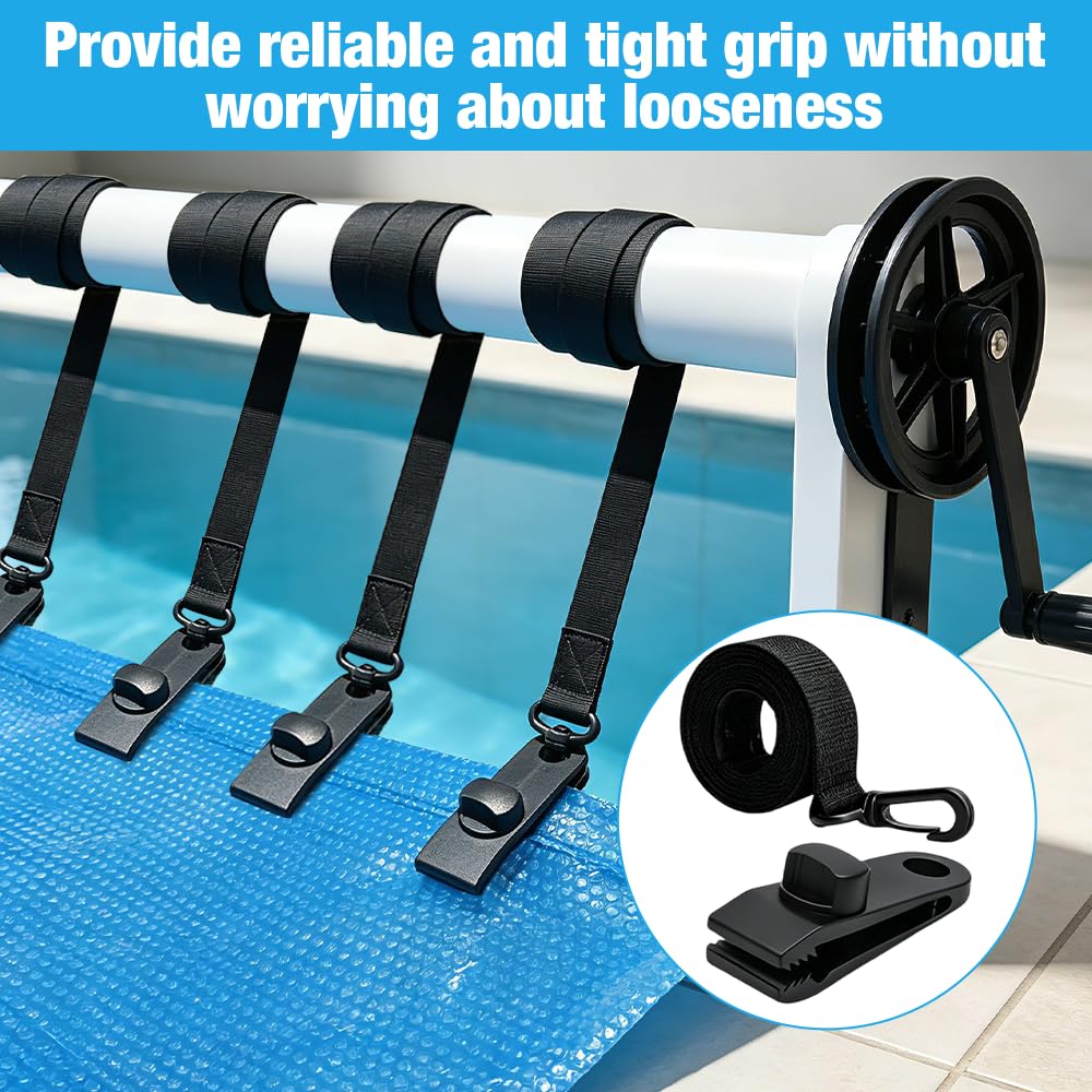 Enrollador de Piscina, 8 Piezas Kit de Fijación de Carrete de Cubierta Solar, Rodillo de Piscina para Cubierta Solar, para Láminas Solares para Lonas de Piscina, Cubiertas