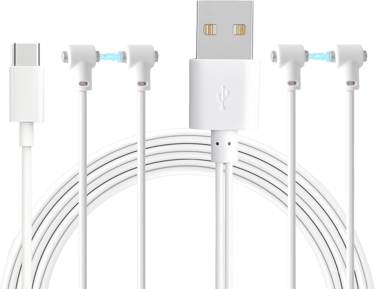 Universal Magnetic Charging Cable for Massagers, 80cm USB DC Replacement Charger Magnetic Charging Cable for Personal Massagers, Rechargeable Toys, Compatible Charging Spacing 5-20mm (USB-A + USB-C)