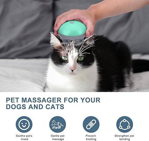 Miniatura 7 de Masajeador de mano mejorado para mascotas para perros y gatos, masajeador eléctrico para gatos, con 4 cabezales de masaje giratorios, tres modos,