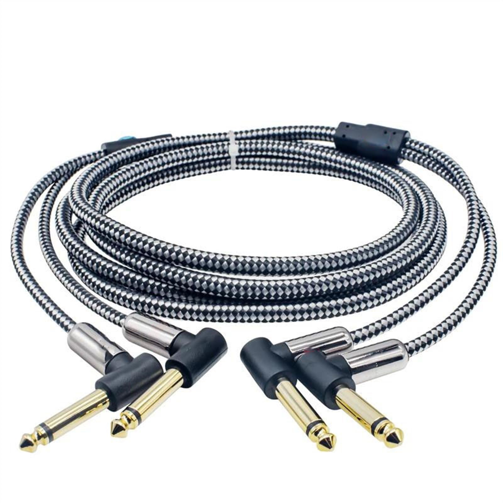 TSTS Zusätzliches Audiokabel Audiokabel, Dual 1/4 Zoll TS-Buchse Auf TS-Buchse Für Verstärker Mischpult Elektronische Orgel Gitarre Abgewinkeltes 6,35-mm-Kabel(Black,12meter)