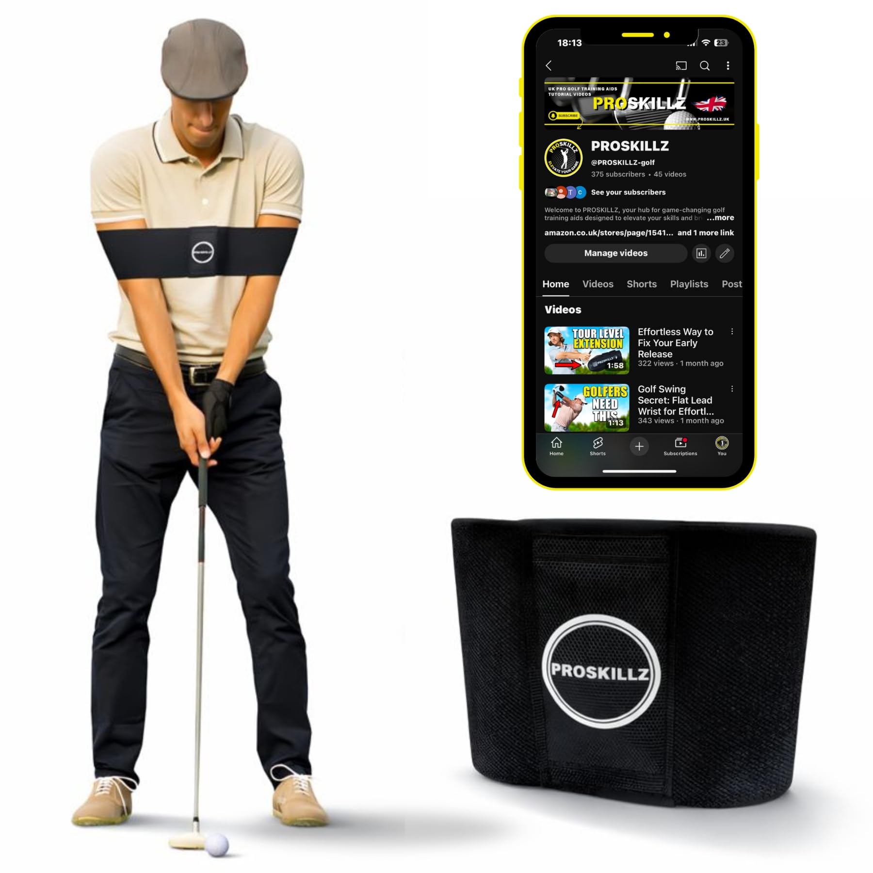 – UK PRO Golf Connection Band + Free Access to Tutorial Vidoes – Swing Trainer for Muscle Memory & Connection – Golf Training for Right & Left-Handed Players