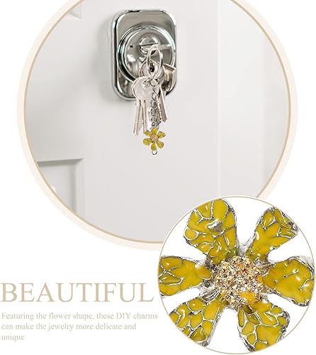 Miniatura 5 de Accesorios para llavero, 30 piezas, colgante de flor esmaltada, dije de margarita, dijes florales con doble para pulseras, aretes, collares,