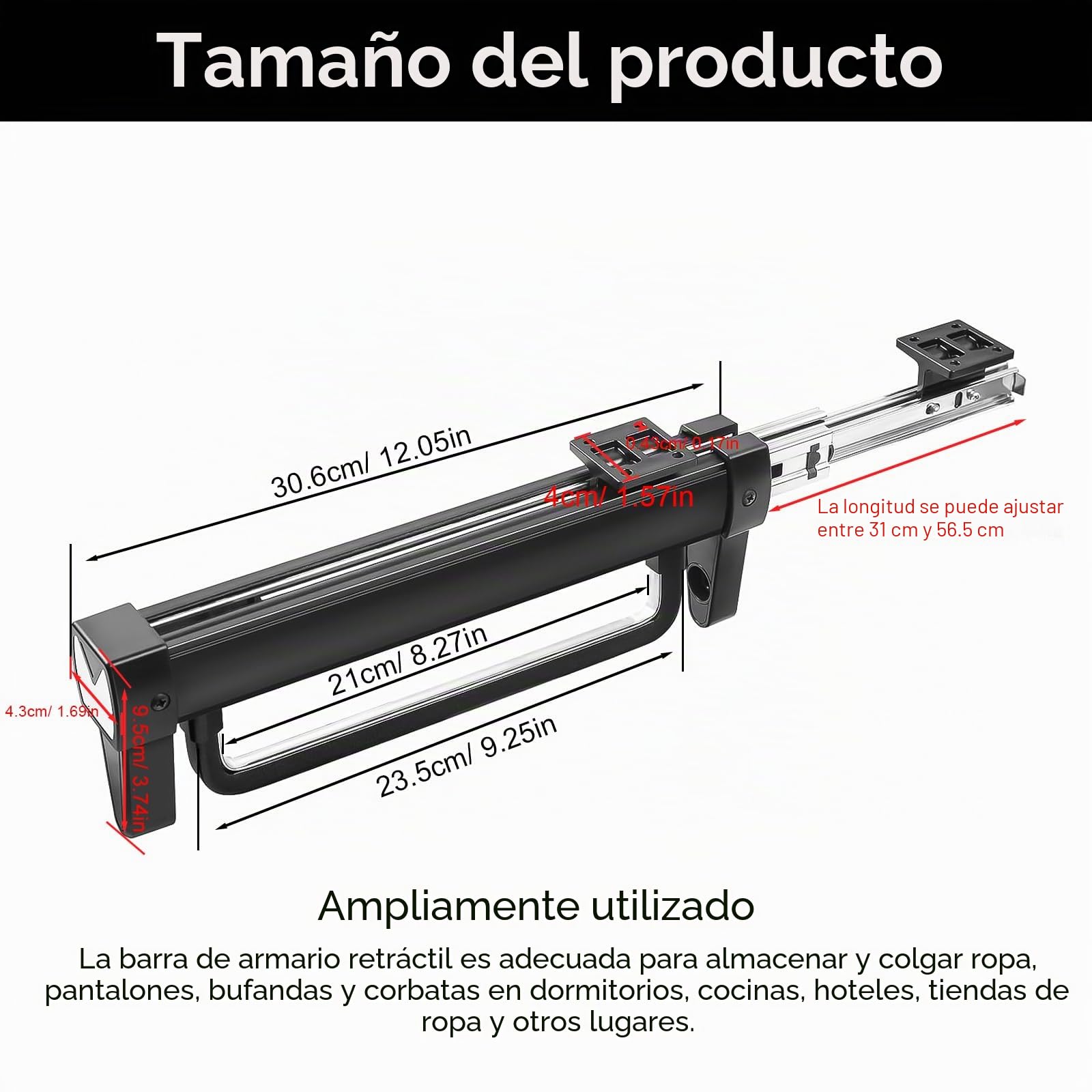 Barra Armario Extensible, 31 cm Retráctil Perchas Perchero Extraible | Doble Pista Perchero Extraible Armario, Perchero Pantalones Extraible, para Guardar Pantalones, Ropa, Bufandas