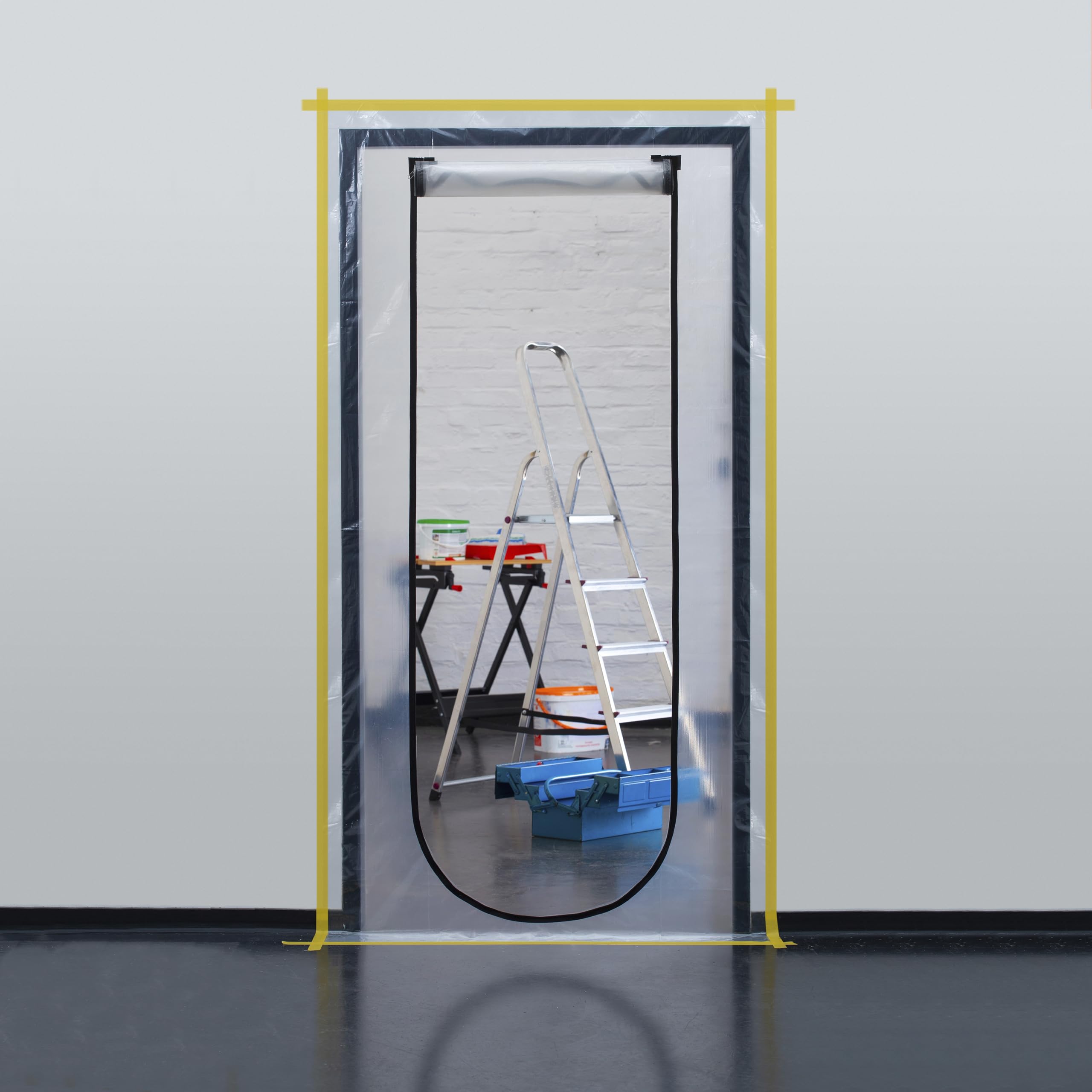 Meister Staubschutztür 220 x 112 cm - 2 Stück - Integrierter Reißverschluss - Lichtdurchlässig - Wiederverwendbar - Staubschutz bei Umbau & Renovierung / Staubtür / Bautür / Staubvorhang / 4170310
