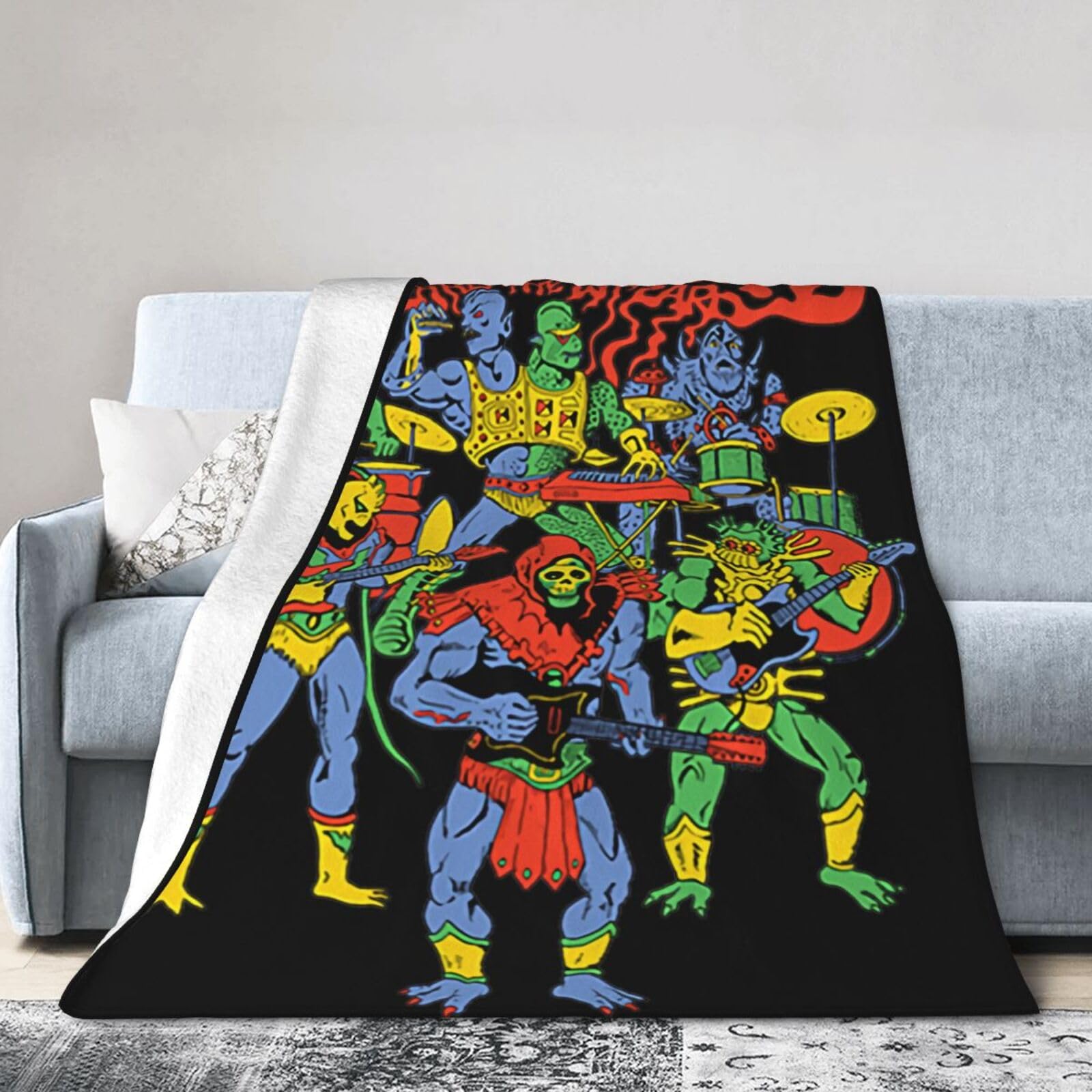 Flannel King Gizzard and The Lizard Music Wizard Band Blankets Lightweight Soft Warm Blanket Plush Air Conditioned Throw Blankets for Men Couch Bed Sofa Living Room Chair 50"x40"