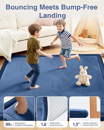 Miniatura 2 de Tapete de juego para bebé para suelo, tapete para corralito de 1.3 pulgadas de grosor, 50 x 50 pulgadas, tapete de espuma para el tiempo boca abajo,