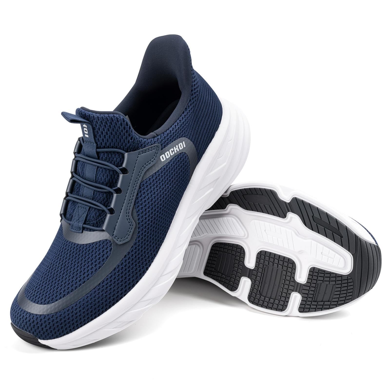 ODCKOI Slip On Sneaker Herren Laufschuhe & Turnschuhe Bequeme Slip In Schuhe mit elastischen Schnürsenkeln Mesh Leichte Atmungsaktive Freizeitschuhe für Alltag & Indoor