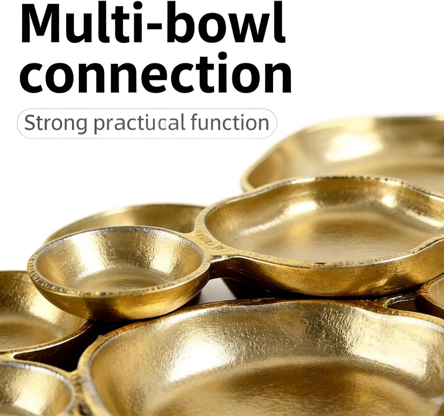 Clustered Serving Bowl, Nine-Grid Design Gold Charcuterie Tray, Elegant Snack Platter, Multipurpose Entertaining Centerpiece for Parties, Appetizers, Nuts, Fruit (Gold)