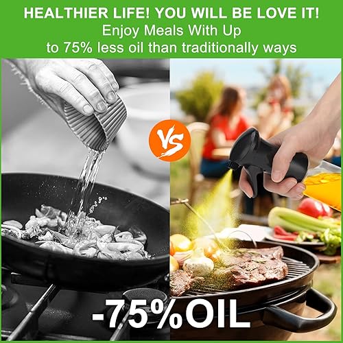 Miniatura 2 de Pulverizador de aceite para cocinar, pulverizador de aceite de oliva, botella de aceite de oliva de 7.1 fl oz, accesorios de cocina para freidora de