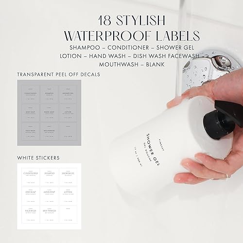 Miniatura 6 de Dispensador de champú y acondicionador de montaje en pared sin taladro, para gel de ducha, gel de ducha, contenedor de botella de jabón recargable