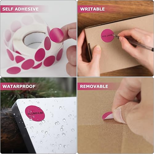 Miniatura 4 de Calcomanías redondas rosas de 34 pulgadas con código de color, impermeable, rollo extraíble de 1000 unidades