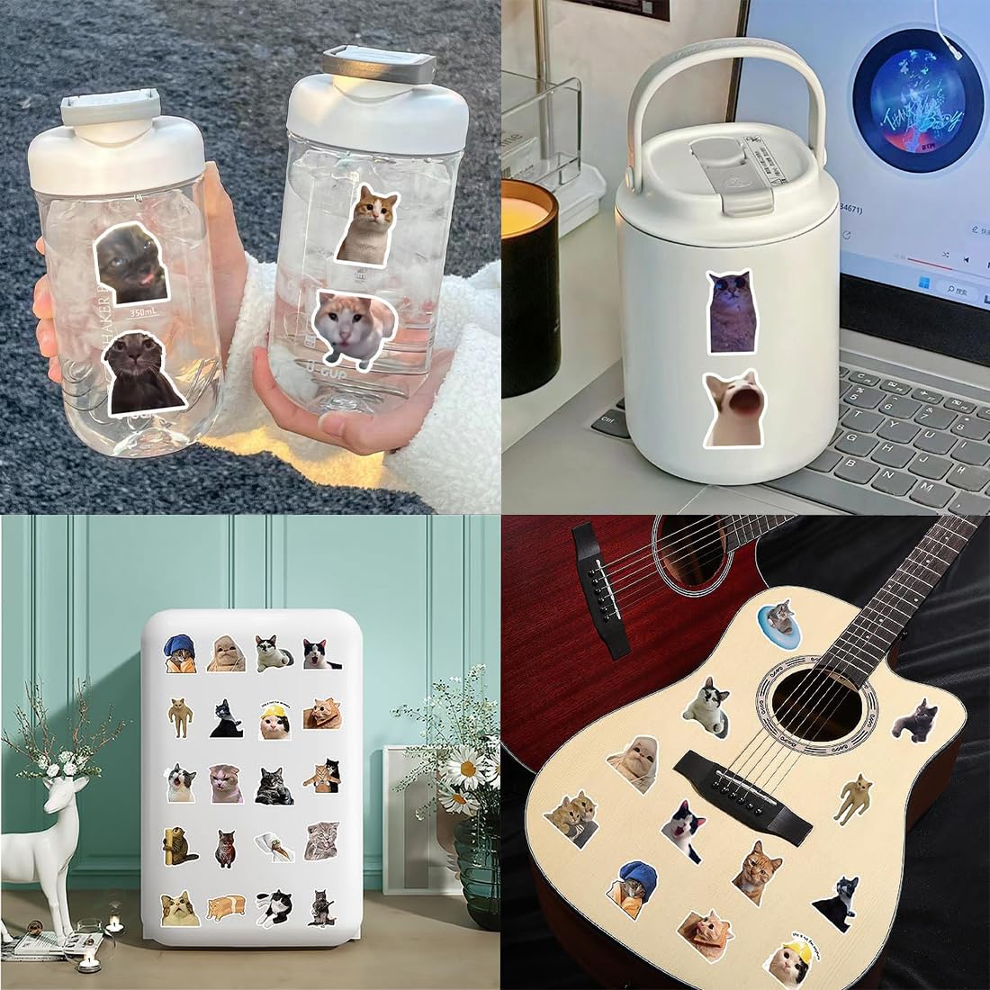 100 adesivi di meme di gatti, impermeabili e resistenti al sole, stampa ad alta definizione, stickers, stiker