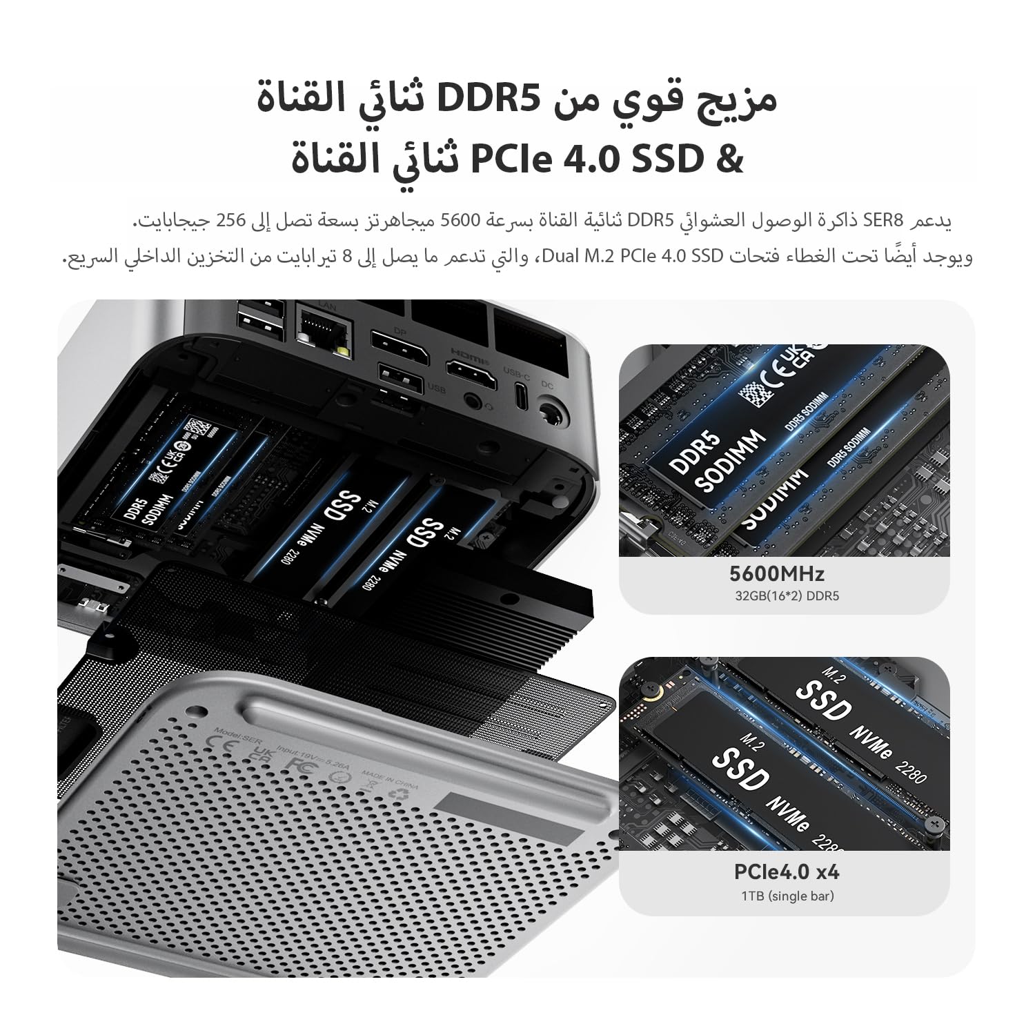 Beelink SER8 Mini PC AMD Ryzen 7 8845HS(8C/16T, up to 5.1GHz
