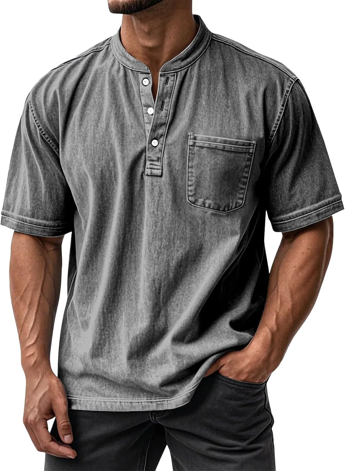RTRDE Men's Tees Short Sleeve Henley Shirt Casual Summer Lightweight Beach Tshirts Shirts, M-3XL