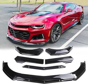 Universal Front Lip for Car,4 PCS Kit Front Bumper Lip Adjustable Front Diffuser Protector Wide Body Kit Compatible with Civic Chevy Camaro Dodge