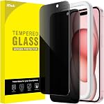 JETech Privacy Screen Protector for iPhone 17 6.3-Inch, Anti-Spy Tempered Glass Film with Easy Installation Tool, 2-Pack