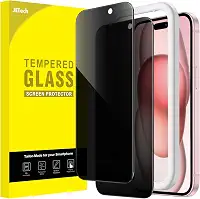 JETech Película de Vidro Temperado de Privacidade para iPhone 15 6,1 Polegadas, Protetor de Tela Anti-Espião com Ferramenta, Pacote com 2