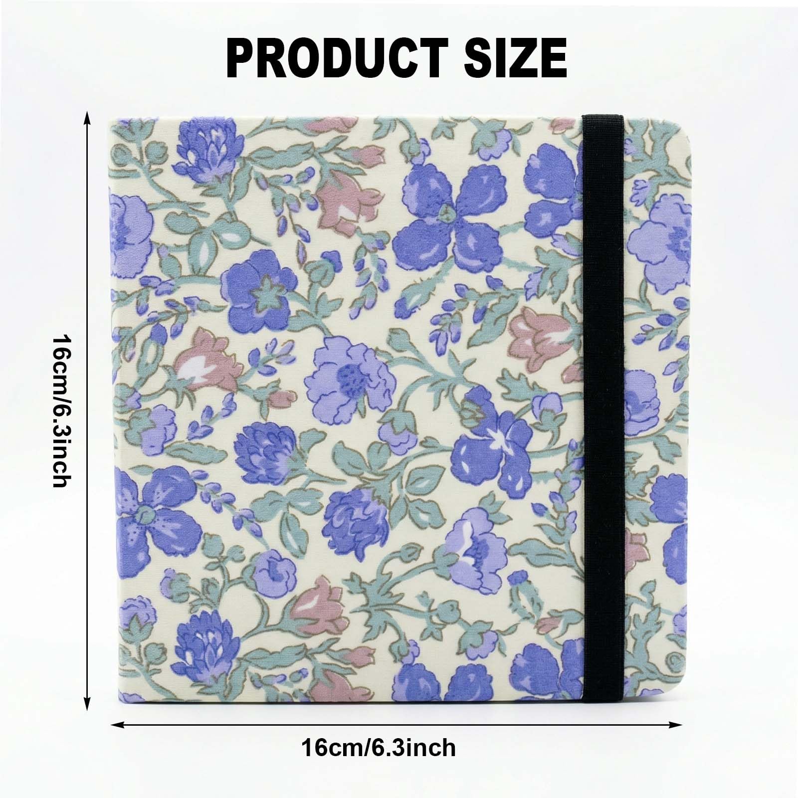 Diario de Acuarela, 300 g/m² 24 Hojas Algodón Cuaderno Acuarela de Doble Cara con Bolsillo Interior de Papel,Banda Elástica,16x16cm, Cuadernos de Papel de acuarela para Tinta Acrílico,Flores Moradas — view 2