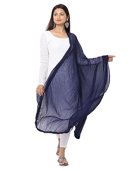 Women's 100% Nazmin Chiffon Casual Dupatta 2.25mtr Pompop Lace | Nazneen Chiffon | Lightweight for Everyday | Ideal for Festivals, Parties, Traditional Outfits