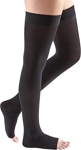 mediven Comodidad para mujer, 20-30 mmHg Circulación de pierna con punta abierta, medias de compresión altas hasta el muslo para mujer, medias de