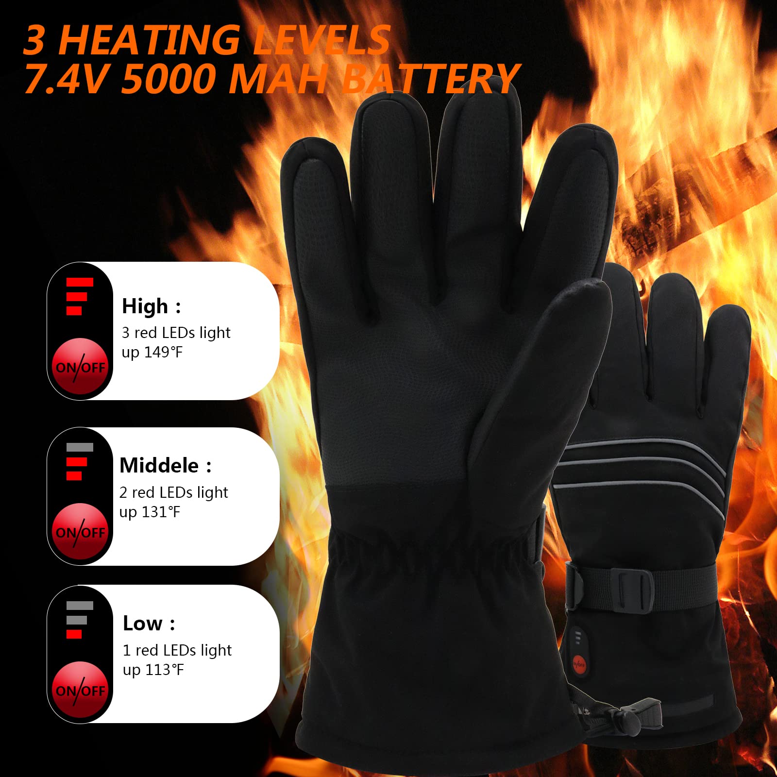 GUANTI RISCALDATI USB, Unisex Guanti Touchscreen Elettrico Ricaricabile Sottile EUR 28,99 - IT - Foto 5