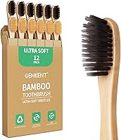 Vista 8 de GENKENT Cepillos de dientes de bambú, paquete de 12 cepillos de dientes naturales, sin BPA, cerdas suaves, cepillo de dientes ecológico de carbón