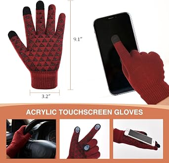 Winter Beanie Hat Scarf Glove Set for Women Snow Knit Thick Fleece Lined Ski Hat,Mens Warm Neck Warmer Touchscreen Mittens