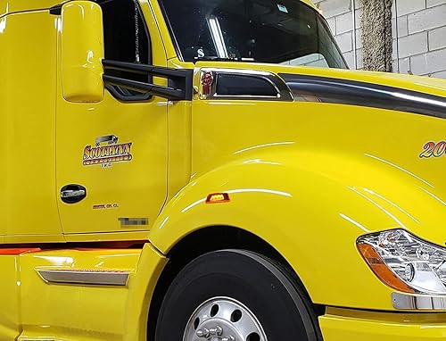 Miniatura 6 de iJDMTOY Lentes ámbar súper brillantes LED para rueda delantera delantera Fender Side Marker Lights compatibles con Kenworth T680 T700 T880,