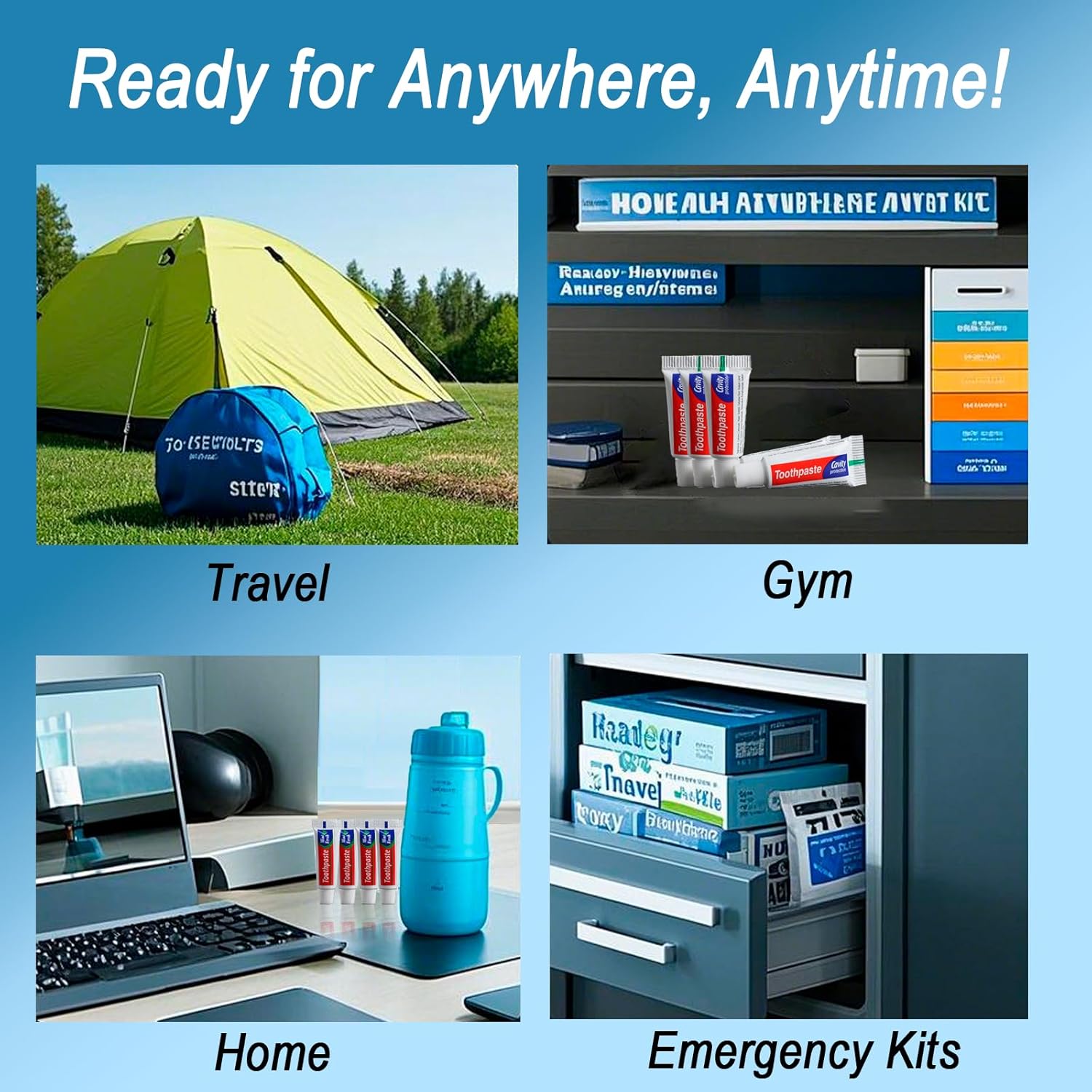 100Tubes Travel Size Toothpaste to Freshen Breath, Mini Toothpaste Bulk for Homeless Shelters, Short Business Trips, Hotel Rental Guests, Charity Church Donation, Camping Small Packs, 0.35 oz(10g)