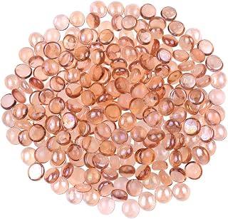 KINGOU Flat Glass Gems/Beads/Stones for Vase Filler, Table Scatter, Games - 1 Lbs (14-16mm, Approx. 5/8")