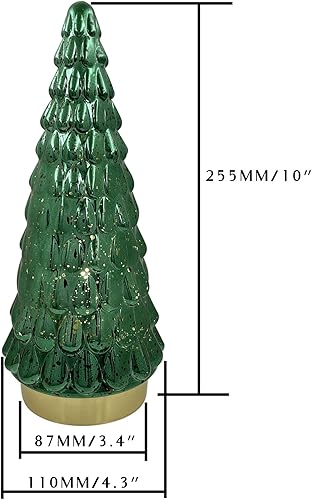 Miniatura 5 de Árbol de Navidad de cristal de mercurio verde, 3 piezas, árbol de Navidad de mesa con luz, funciona con pilas, mini árbol de Navidad para decoración
