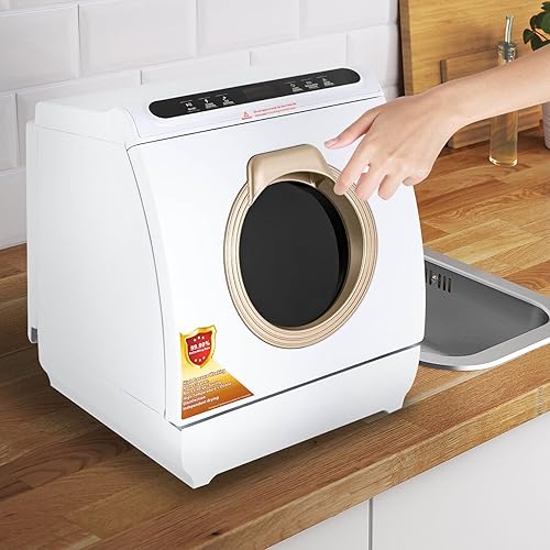 Miniatura 3 de Lavavajillas para encimera, lavadora automática de platos de 900 W con 5 programas de lavado, lavadora portátil de mesa, tanque de agua de 7 L,