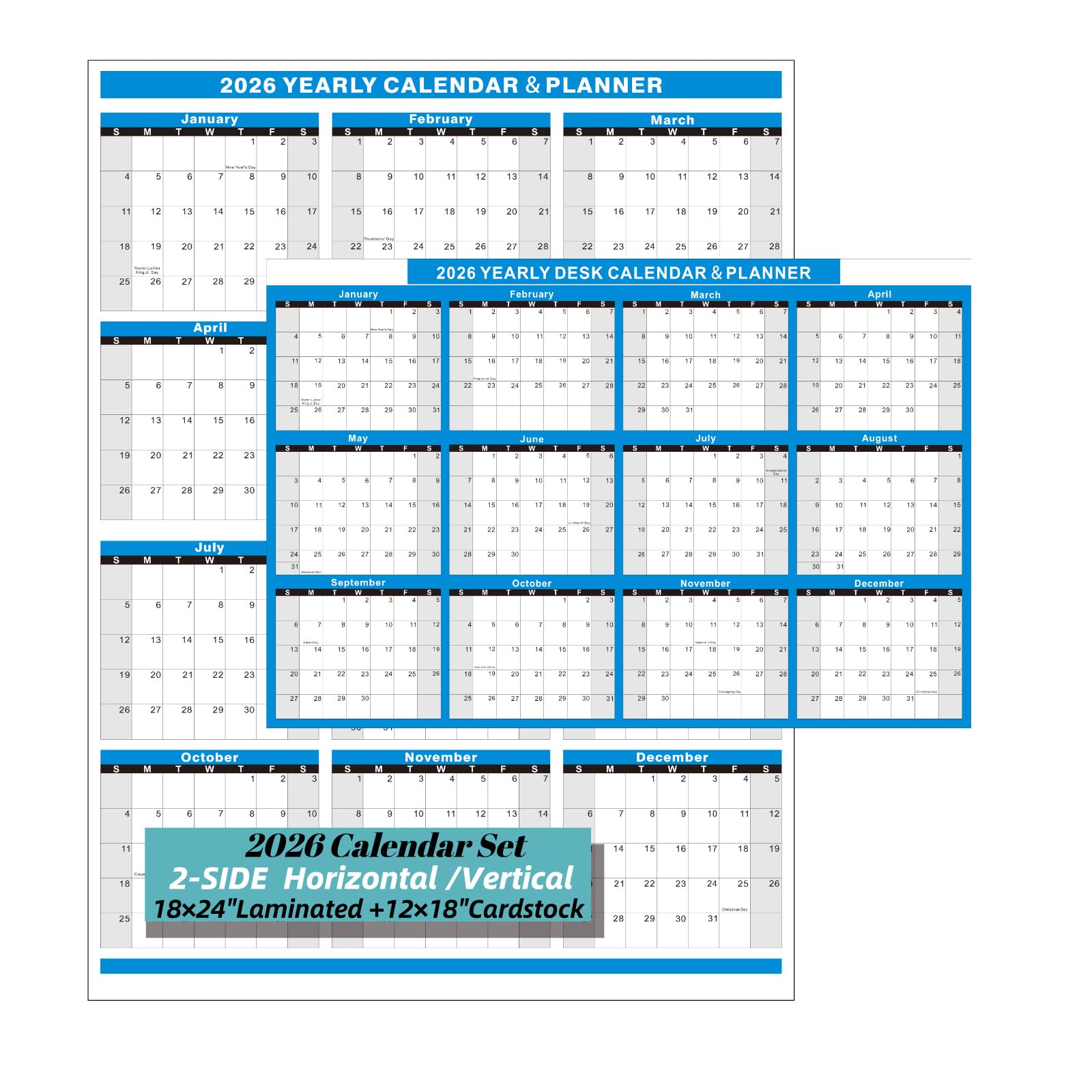 【新品　未開封】NINO CALENDAR 2026 & Show Case YvnShine 2 Pack 2026 Calendar Set-18x24'' Erasable Laminated Wall