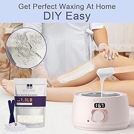 BLITZWAX Hair Removal Hard Wax Beads Unscented 1.3lb Waxing Beans Kit with 30 Nose Waxing Sticks for Sensitive Skin, Face, Back, Body, Brazilian and Coarse Hair, Home Wax Pearls for Men Women, White