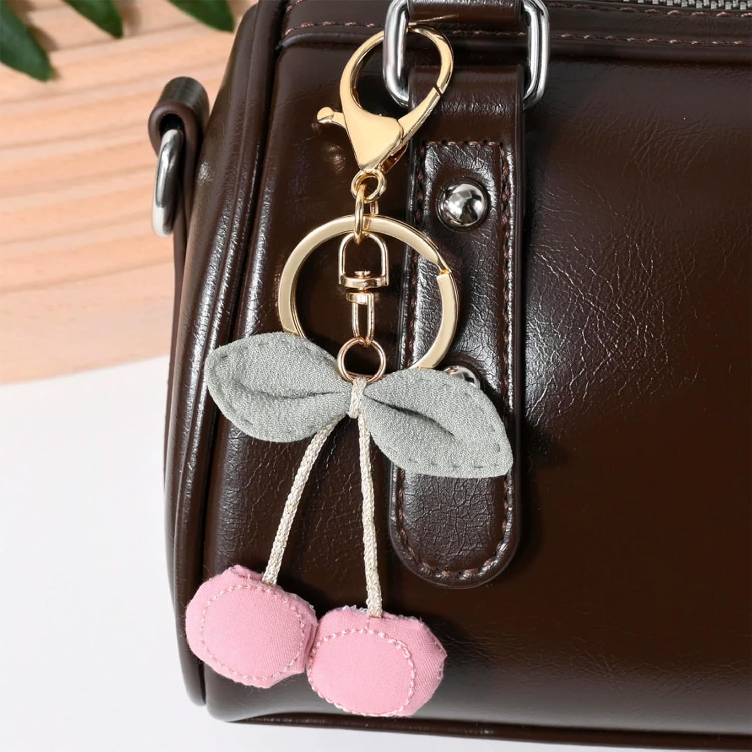 Angyape Cute Cherry Keychain Cherry Bag Charms Purse Charms for Handbags Tote Bags Car Key Rings Accessories Gifts for Women - Image 2