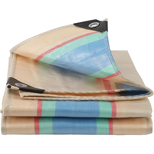 6' x 8' Tarps Heavy Duty Waterproof 14Mil, Small Large Tarps with Grommets and Reinforced Edges, 100% UV Blocking Tear Resistance Plastic PE Tarp Roof Camping Patio Pool Boat